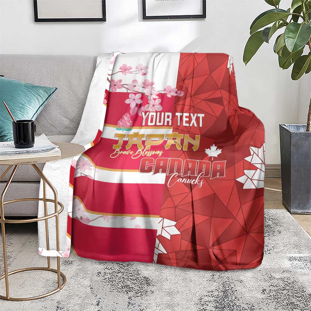 Canada and Japan Rugby Custom Blanket Canucks Brave Blossoms Together Pacific - Polynesian Pride