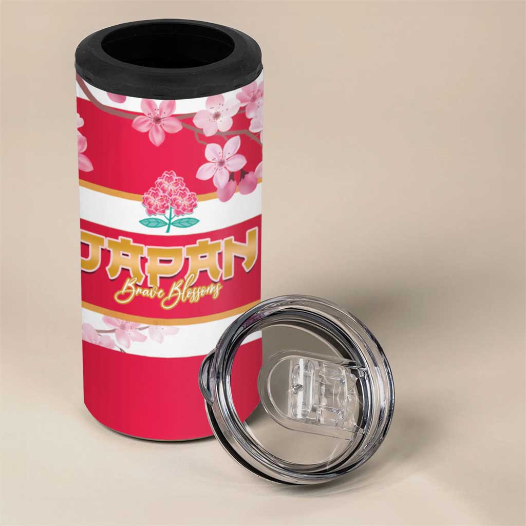 Canada and Japan Rugby 4 in 1 Can Cooler Tumbler Canucks Brave Blossoms Together Pacific - Polynesian Pride