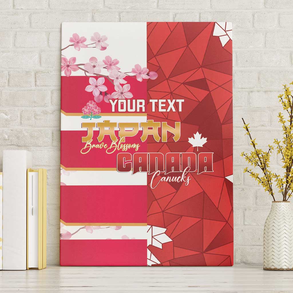 Canada and Japan Rugby Custom Canvas Wall Art Canucks Brave Blossoms Together Pacific LT14 Without Frame Red - Polynesian Pride