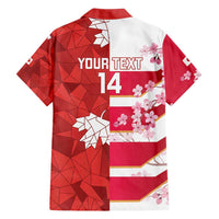 Canada and Japan Rugby Custom Family Matching Off Shoulder Maxi Dress and Hawaiian Shirt Canucks Brave Blossoms Together Pacific - Polynesian Pride