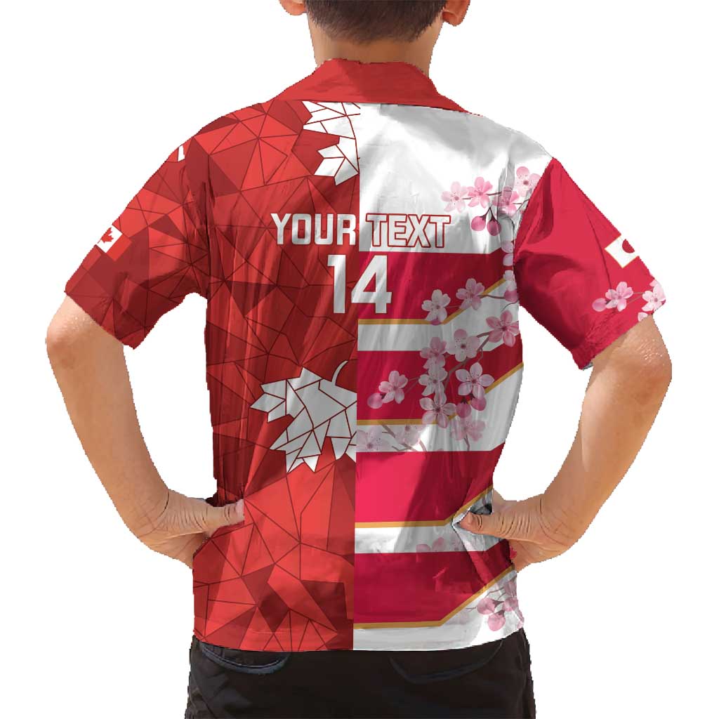 Canada and Japan Rugby Custom Family Matching Off Shoulder Short Dress and Hawaiian Shirt Canucks Brave Blossoms Together Pacific - Polynesian Pride