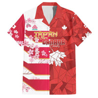 Canada and Japan Rugby Custom Family Matching Puletasi and Hawaiian Shirt Canucks Brave Blossoms Together Pacific LT14 Dad's Shirt - Short Sleeve Red - Polynesian Pride