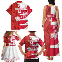 Canada and Japan Rugby Custom Family Matching Tank Maxi Dress and Hawaiian Shirt Canucks Brave Blossoms Together Pacific - Polynesian Pride