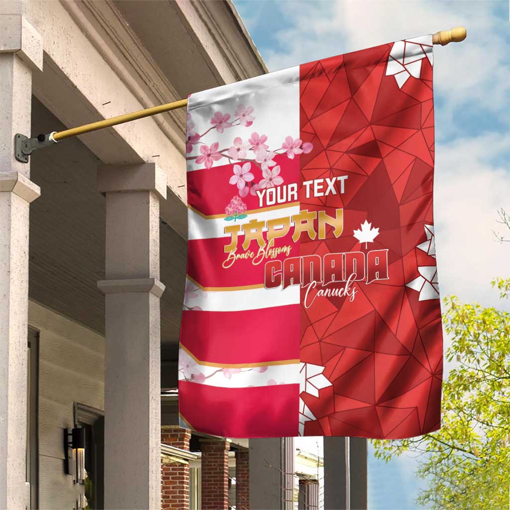 Canada and Japan Rugby Custom Garden Flag Canucks Brave Blossoms Together Pacific LT14 House Flag Red - Polynesian Pride