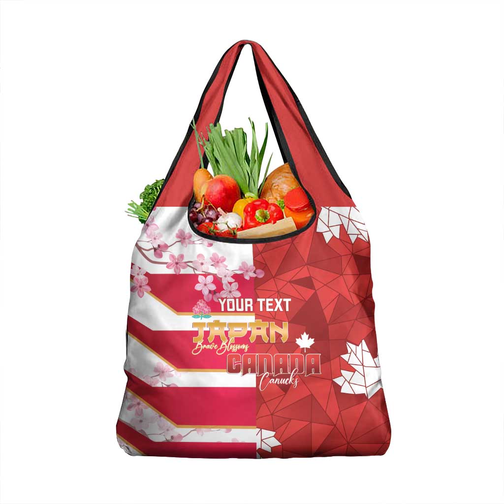Canada and Japan Rugby Custom Grocery Bag Canucks Brave Blossoms Together Pacific - Polynesian Pride