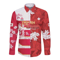 Canada and Japan Rugby Custom Long Sleeve Button Shirt Canucks Brave Blossoms Together Pacific LT14 Unisex Red - Polynesian Pride