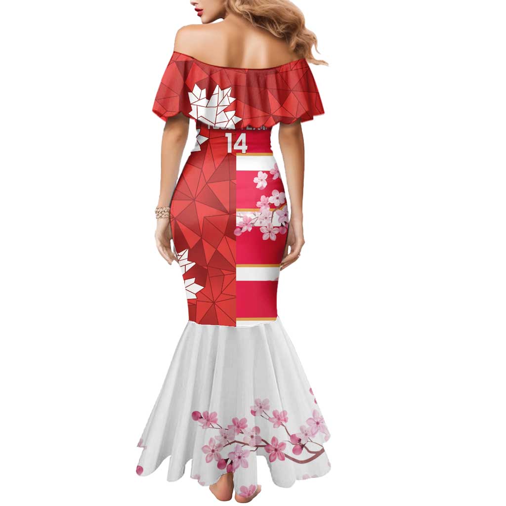 Canada and Japan Rugby Custom Mermaid Dress Canucks Brave Blossoms Together Pacific - Polynesian Pride