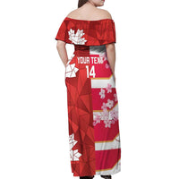 Canada and Japan Rugby Custom Off Shoulder Maxi Dress Canucks Brave Blossoms Together Pacific - Polynesian Pride