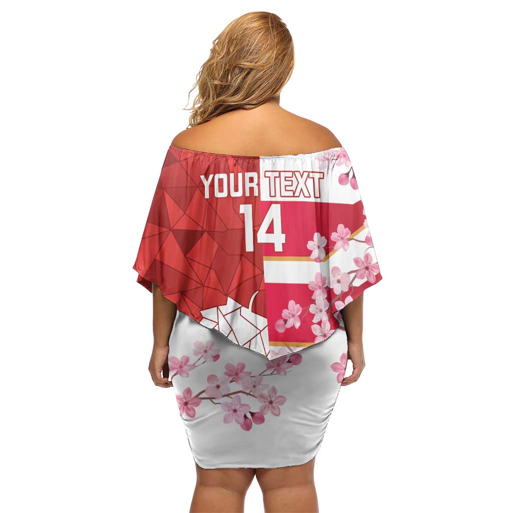 Canada and Japan Rugby Custom Off Shoulder Short Dress Canucks Brave Blossoms Together Pacific - Polynesian Pride