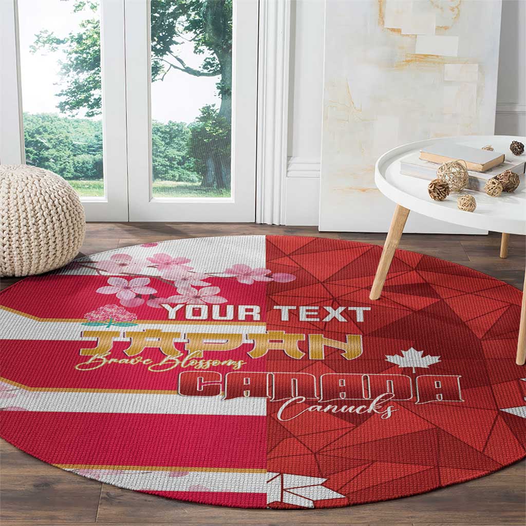 Canada and Japan Rugby Custom Round Carpet Canucks Brave Blossoms Together Pacific LT14 - Polynesian Pride