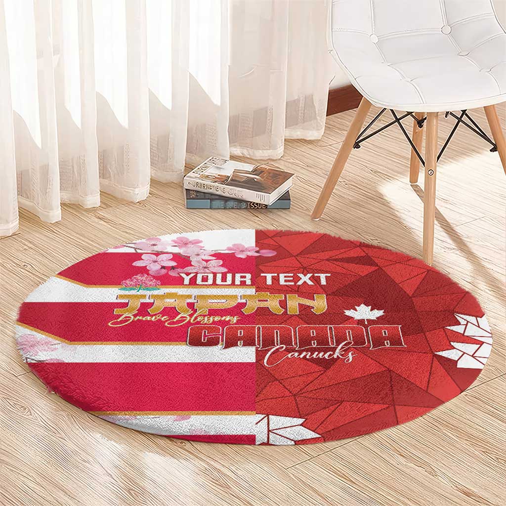 Canada and Japan Rugby Custom Round Carpet Canucks Brave Blossoms Together Pacific LT14 - Polynesian Pride