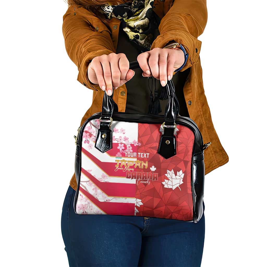 Canada and Japan Rugby Custom Shoulder Handbag Canucks Brave Blossoms Together Pacific LT14 One Size Red - Polynesian Pride