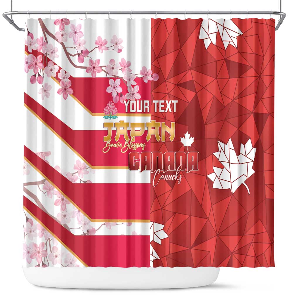 Canada and Japan Rugby Custom Shower Curtain Canucks Brave Blossoms Together Pacific LT14 Red - Polynesian Pride