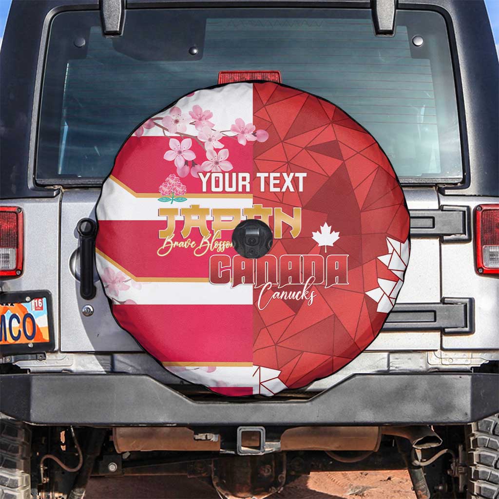 Canada and Japan Rugby Custom Spare Tire Cover Canucks Brave Blossoms Together Pacific LT14 Red - Polynesian Pride