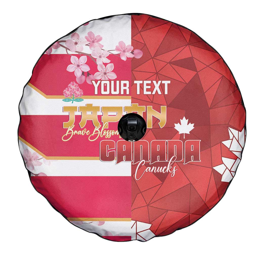 Canada and Japan Rugby Custom Spare Tire Cover Canucks Brave Blossoms Together Pacific LT14 - Polynesian Pride
