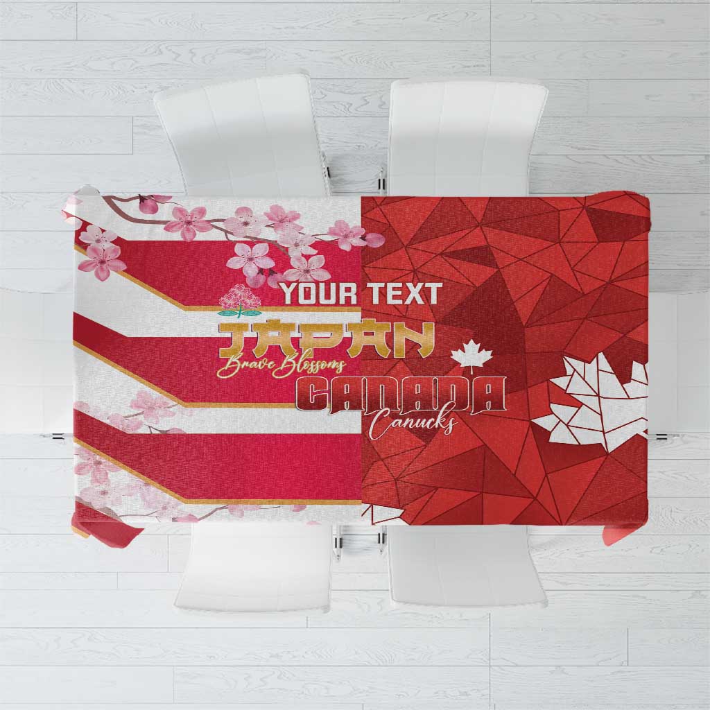 Canada and Japan Rugby Custom Tablecloth Canucks Brave Blossoms Together Pacific - Polynesian Pride