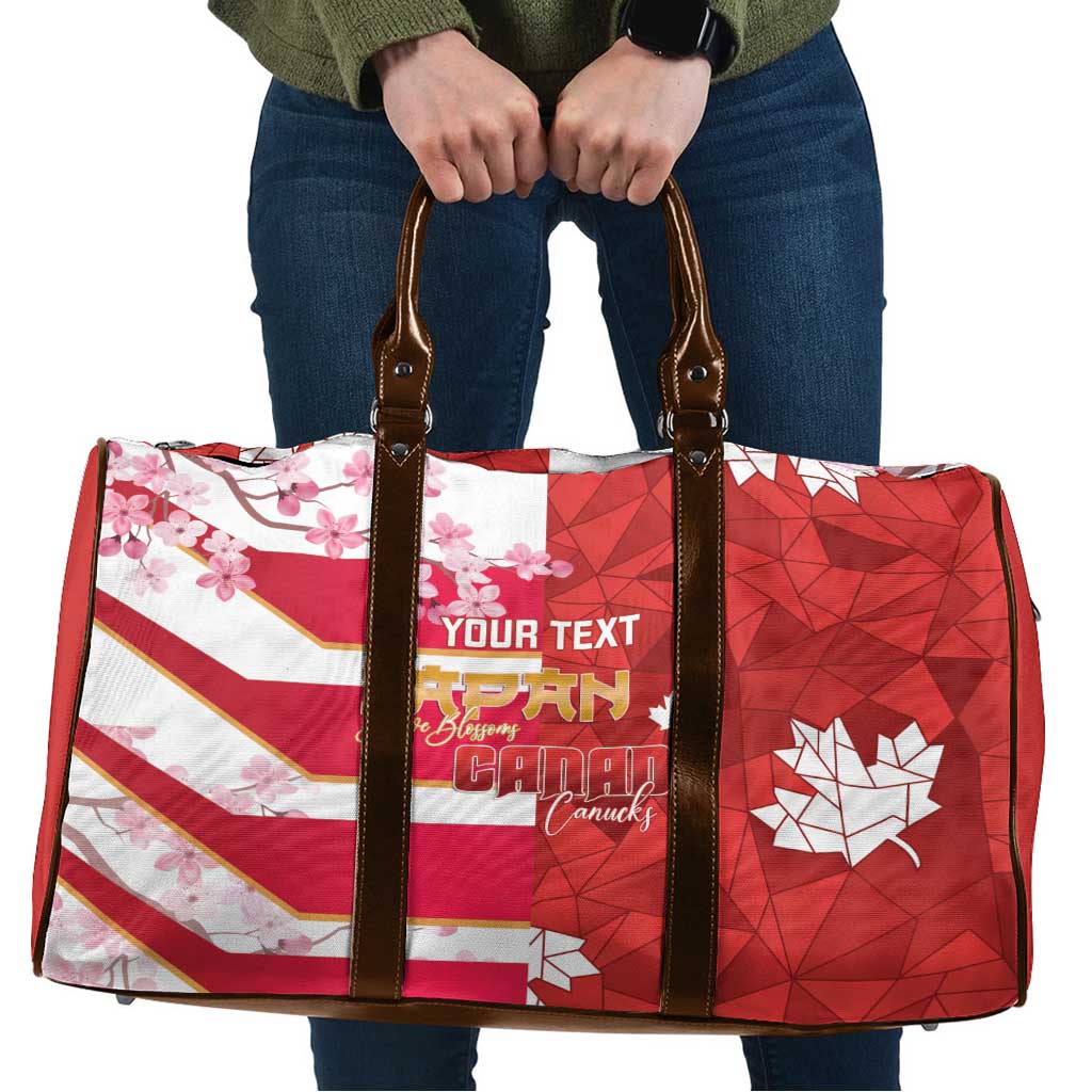Canada and Japan Rugby Custom Travel Bag Canucks Brave Blossoms Together Pacific LT14 Red - Polynesian Pride