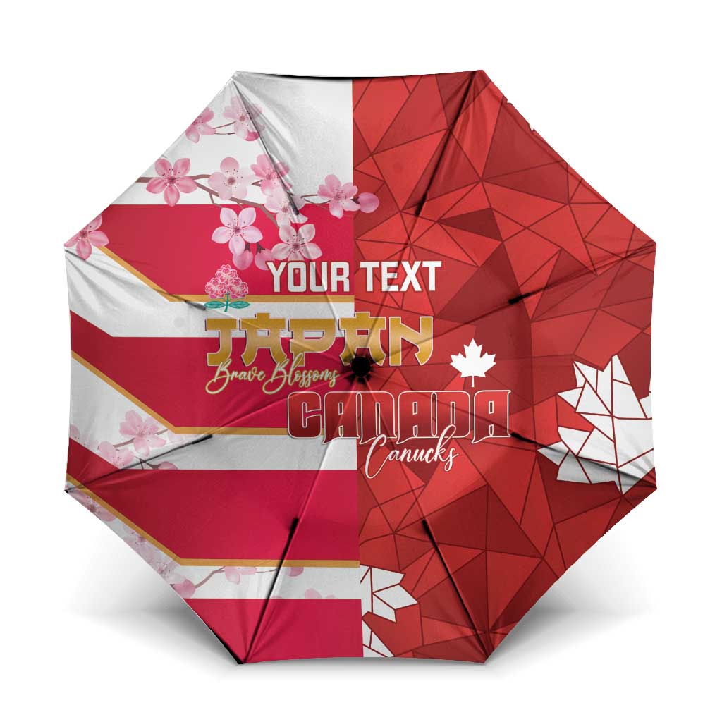 Canada and Japan Rugby Custom Umbrella Canucks Brave Blossoms Together Pacific - Polynesian Pride