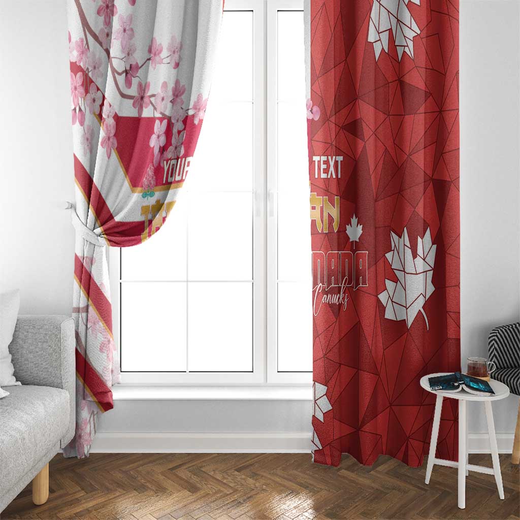Canada and Japan Rugby Custom Window Curtain Canucks Brave Blossoms Together Pacific - Polynesian Pride