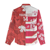 Canada and Japan Rugby Custom Women Casual Shirt Canucks Brave Blossoms Together Pacific - Polynesian Pride