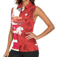 Canada and Japan Rugby Custom Women Sleeveless Polo Shirt Canucks Brave Blossoms Together Pacific - Polynesian Pride