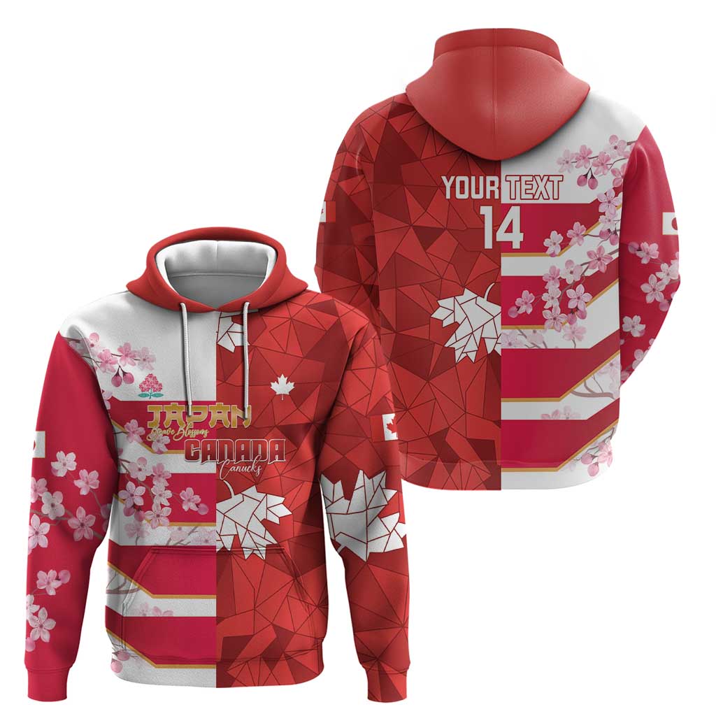 Canada and Japan Rugby Custom Zip Hoodie Canucks Brave Blossoms Together Pacific - Polynesian Pride