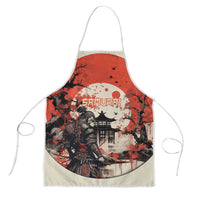 Samurai Warrior Japan Apron Red-blossomed Tree Classic Japanese Stylized - Polynesian Pride
