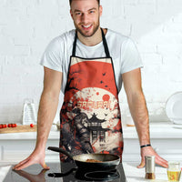 Samurai Warrior Japan Apron Red-blossomed Tree Classic Japanese Stylized - Polynesian Pride