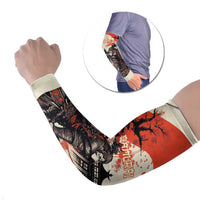 Samurai Warrior Japan Arm Sleeves Red-blossomed Tree Classic Japanese Stylized LT14 Set of 2 Red - Polynesian Pride