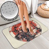 Samurai Warrior Japan Bathroom Set Red-blossomed Tree Classic Japanese Stylized - Polynesian Pride