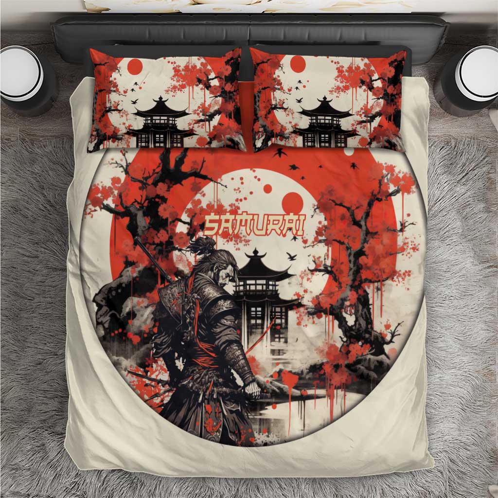 Samurai Warrior Japan Bedding Set Red-blossomed Tree Classic Japanese Stylized LT14 Red - Polynesian Pride