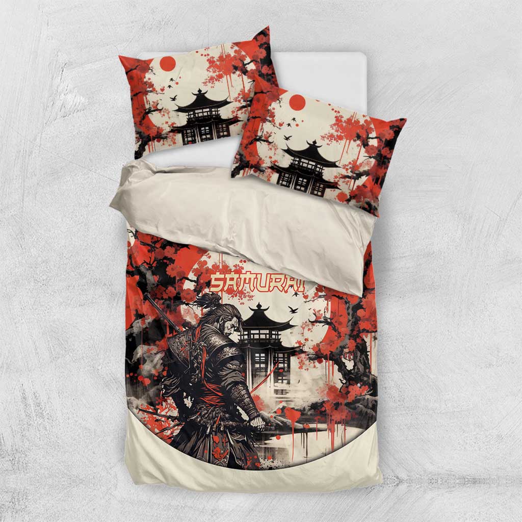 Samurai Warrior Japan Bedding Set Red-blossomed Tree Classic Japanese Stylized - Polynesian Pride