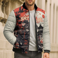 Samurai Warrior Japan Bomber Puffer Jacket Red-blossomed Tree Classic Japanese Stylized LT14 - Polynesian Pride