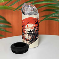 Samurai Warrior Japan 4 in 1 Can Cooler Tumbler Red-blossomed Tree Classic Japanese Stylized - Polynesian Pride