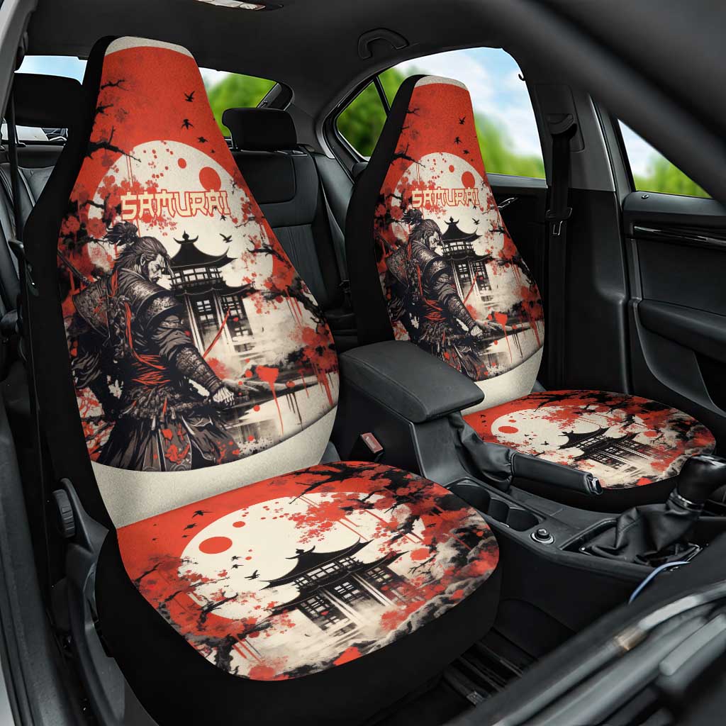 Samurai Warrior Japan Car Seat Cover Red-blossomed Tree Classic Japanese Stylized LT14 One Size Red - Polynesian Pride