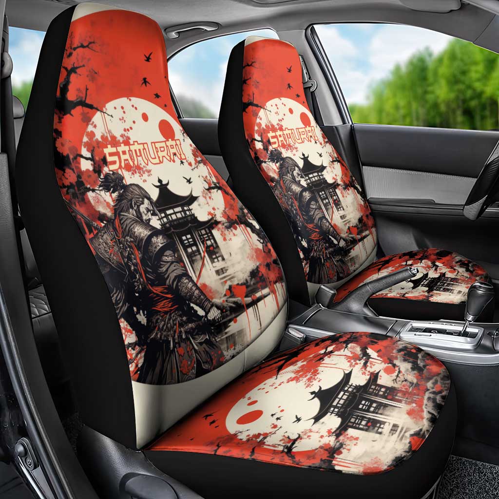 Samurai Warrior Japan Car Seat Cover Red-blossomed Tree Classic Japanese Stylized LT14 - Polynesian Pride