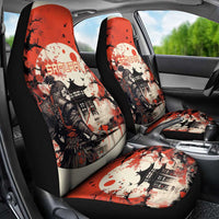 Samurai Warrior Japan Car Seat Cover Red-blossomed Tree Classic Japanese Stylized LT14 - Polynesian Pride