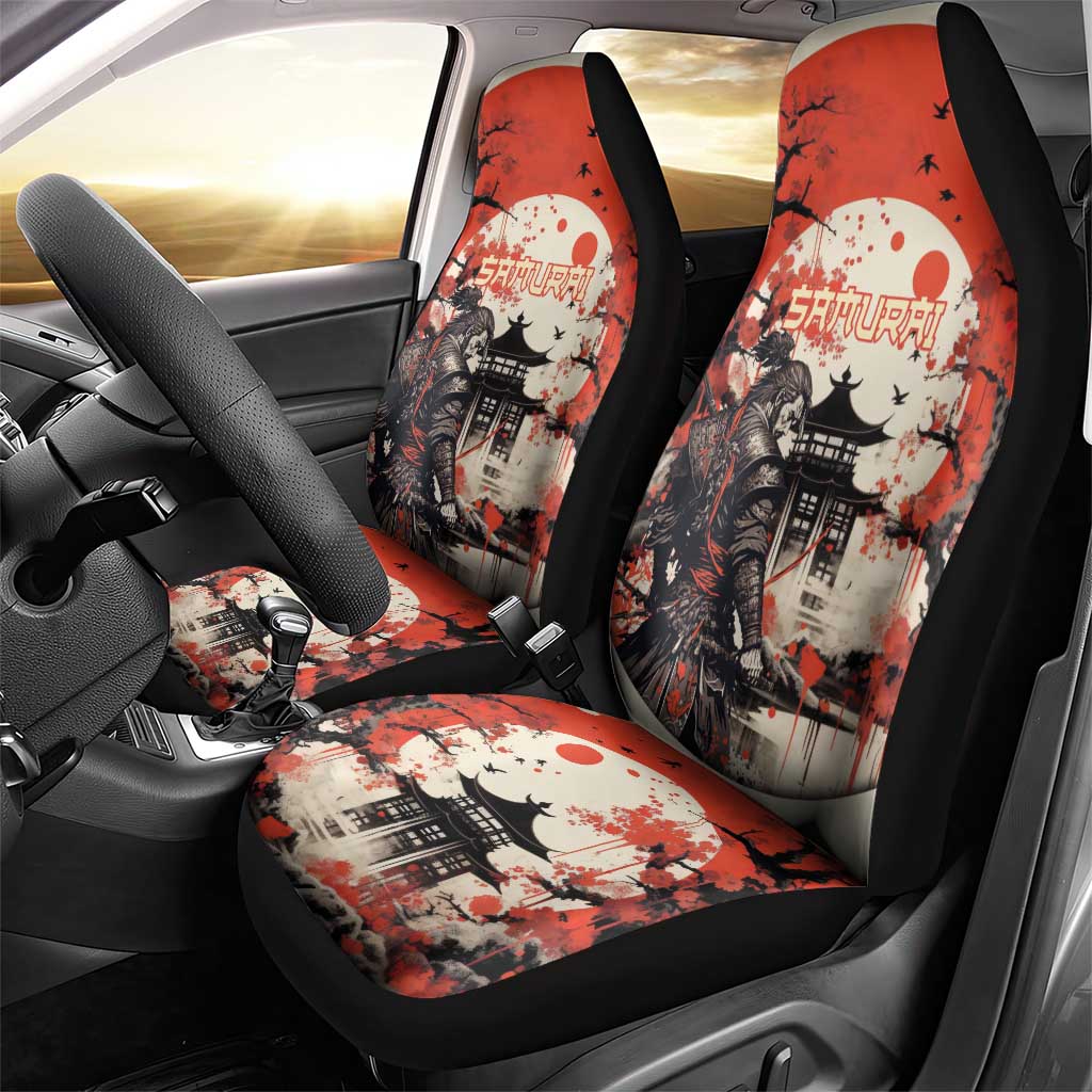 Samurai Warrior Japan Car Seat Cover Red-blossomed Tree Classic Japanese Stylized LT14 - Polynesian Pride