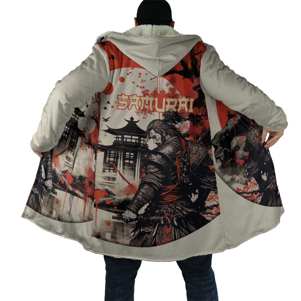 Samurai Warrior Japan Cloak Red-blossomed Tree Classic Japanese Stylized - Polynesian Pride