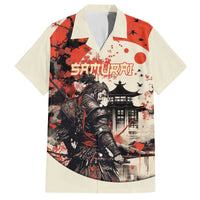 Samurai Warrior Japan Family Matching Off The Shoulder Long Sleeve Dress and Hawaiian Shirt Red-blossomed Tree Classic Japanese Stylized - Polynesian Pride