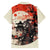 Samurai Warrior Japan Family Matching Off Shoulder Maxi Dress and Hawaiian Shirt Red-blossomed Tree Classic Japanese Stylized - Polynesian Pride