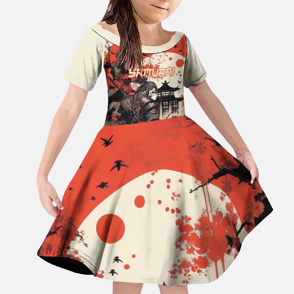 Samurai Warrior Japan Family Matching Tank Maxi Dress and Hawaiian Shirt Red-blossomed Tree Classic Japanese Stylized - Polynesian Pride