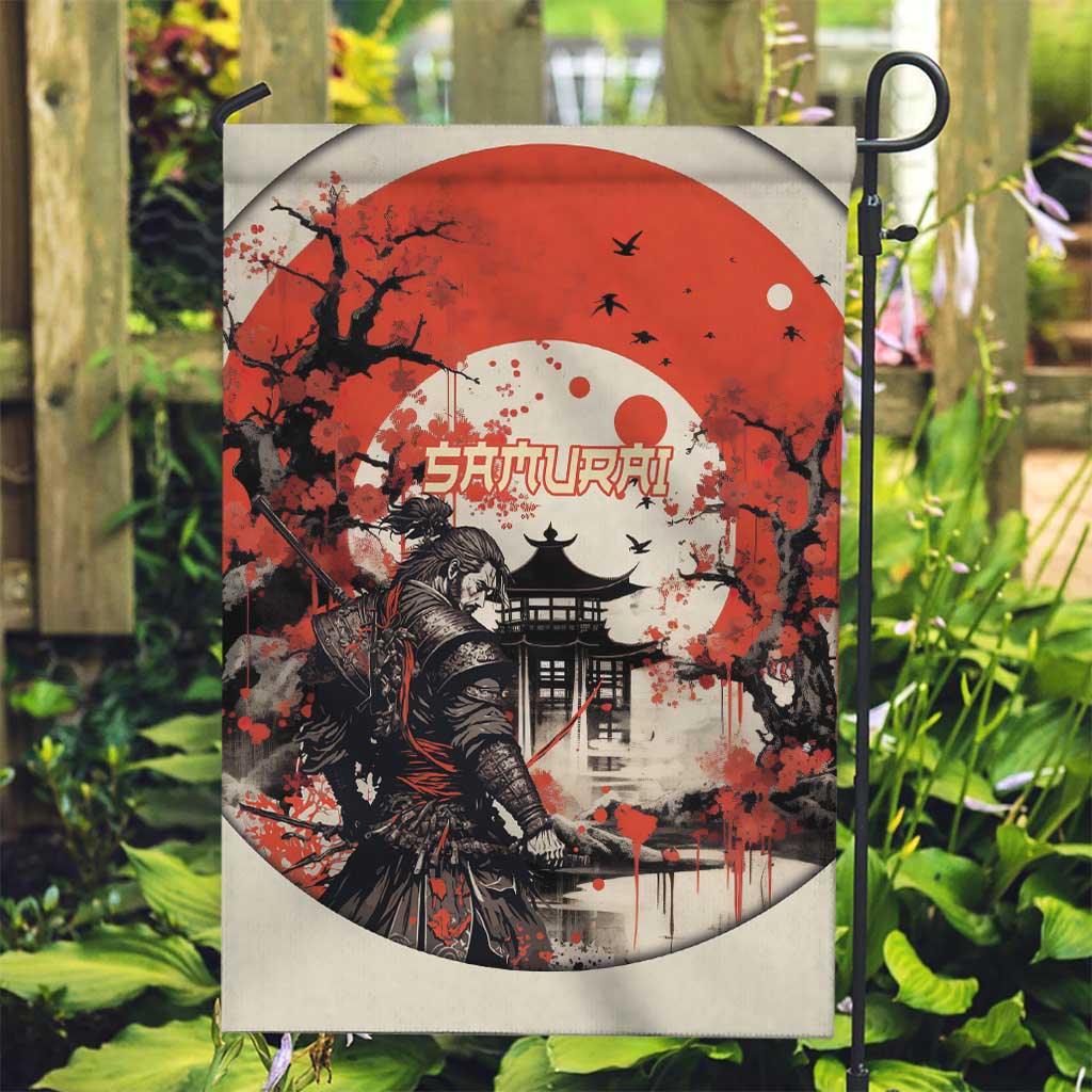 Samurai Warrior Japan Garden Flag Red-blossomed Tree Classic Japanese Stylized LT14 Garden Flag Red - Polynesian Pride