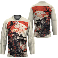 Samurai Warrior Japan Hockey Jersey Red-blossomed Tree Classic Japanese Stylized - Polynesian Pride