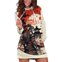 Samurai Warrior Japan Hoodie Dress Red-blossomed Tree Classic Japanese Stylized LT14 Red - Polynesian Pride