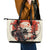 Samurai Warrior Japan Leather Tote Bag Red-blossomed Tree Classic Japanese Stylized - Polynesian Pride