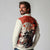 Samurai Warrior Japan Long Sleeve Polo Shirt Red-blossomed Tree Classic Japanese Stylized - Polynesian Pride