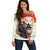 Samurai Warrior Japan Off Shoulder Sweater Red-blossomed Tree Classic Japanese Stylized - Polynesian Pride