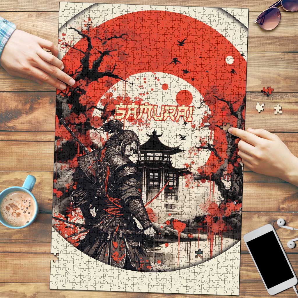 Samurai Warrior Japan Puzzle Red-blossomed Tree Classic Japanese Stylized - Polynesian Pride
