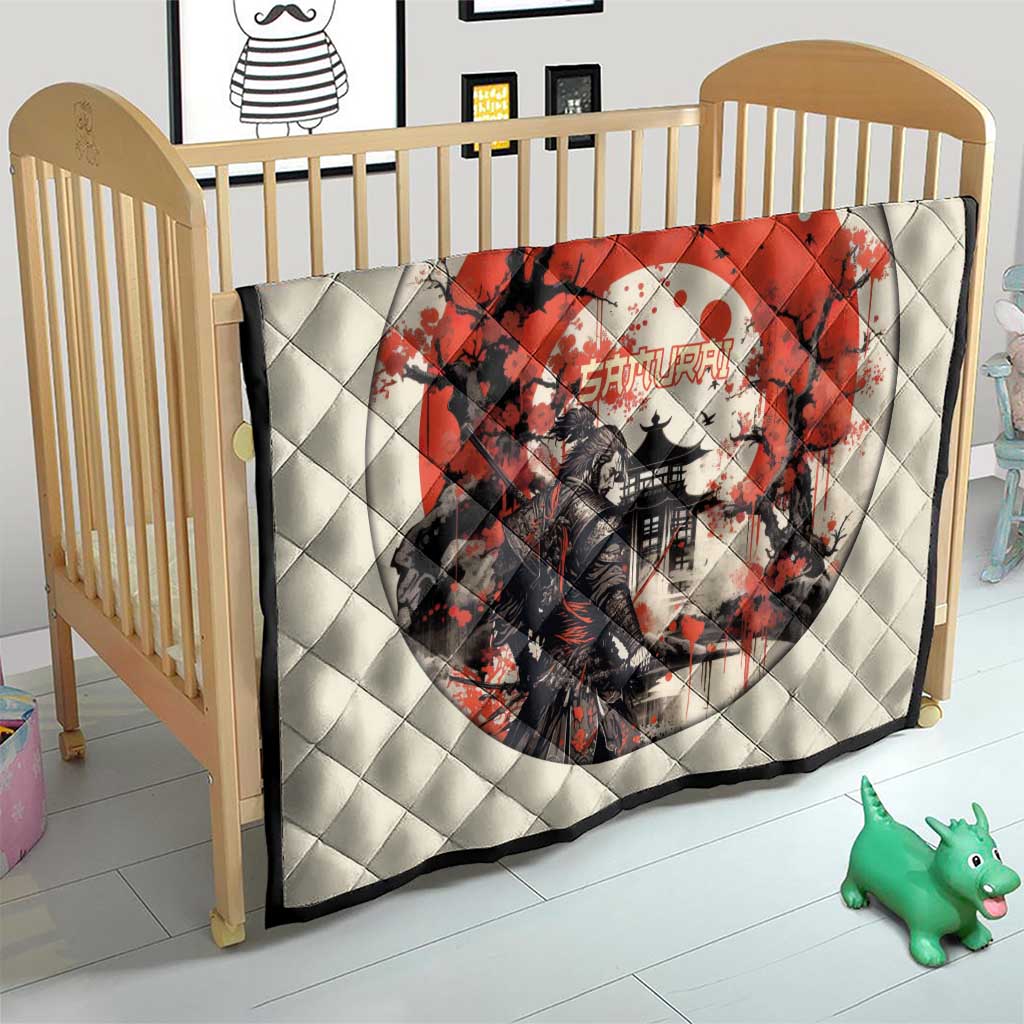 Samurai Warrior Japan Quilt Red-blossomed Tree Classic Japanese Stylized - Polynesian Pride